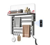 Porte-serviette électrique - 80W Sèche-serviettes électrique - affichage numérique - 5 étages - étanche - minuteur -55*40*22cm-Gris