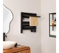 CREATE / Warm Towel Mini/Porte-Serviettes électrique sur Pied ou Mural Noir avec étagère / 52,3x8x55,8cm / Faible consommation, sèche-Serviettes, Silencieux, Ultra-Fin, 150 W