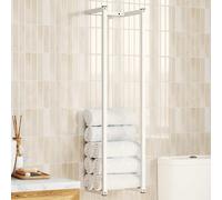 Porte-serviette Noir 12,5x12,5x60 cm Fer Support Stockage Salle de Bain vidaXL