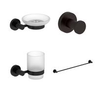 Porte serviette + patère + porte savon + gobelet JACOB DELAFON Eo noir mat