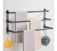 Porte Serviette Porte Serviettes Salle de Bains,Porte Serviette étagère Serviette,Noir Barres Porte Serviettes Mural Adhesif pour Douche et Cuisine,agère Serviette Salle de Bain Porte-3-Tier||100cm