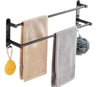 Porte Serviette Porte Serviettes Salle de Bains,Porte Serviette étagère Serviette,Noir Barres Porte Serviettes Mural Adhesif pour Douche et Cuisine,agère Serviette Salle de Bain Porte-2-Tier||90cm