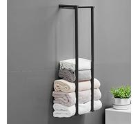 Porte Serviette Sain De Bain, NEWRAIN Porte Serviette Murale, 75×20×14.5cm Porte Serviette Noir, Range Serviettes pour Serviettes Roulee, Support Serviette Salle De Bain
