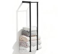 Porte Serviette Sain De Bain, NEWRAIN Porte Serviette Murale, 75×20×14.5cm Porte Serviette Noir, Range Serviettes pour Serviettes Roulee, Support Serviette Salle De Bain