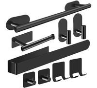 Porte Serviette Salle de Bain, 9PCS Accessoire Noir