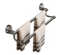 Porte Serviette Salle De Bain Porte-Serviettes Mural en Aluminium avec Ventouse, Simple ou Double Tige, Forte Absorption, Anti-Perforation, for Toilettes(40cm-Grey-Double Rod)