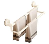 Porte Serviette Salle De Bain Porte-Serviettes Mural en Aluminium avec Ventouse, Simple ou Double Tige, Forte Absorption, Anti-Perforation, for Toilettes(50cmBeigeDouble Rod)