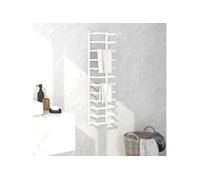 vidaXL Porte-serviette Support Mural Support de Stockage de Salle de Bain Cintre à Serviettes Maison Intérieur Blanc 24x12x96 cm Acier Blanc G