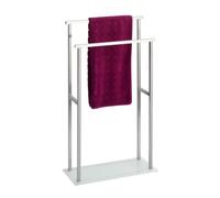 Porte-serviette - WENKO - Debar - 2 barres - Acier inox - Verre - Blanc - 20x83x46 cm
