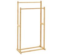 Porte-Serviettes 85 x 45 cm Bambou 2 Rails Salle de Bain Bois Clair Hoboken