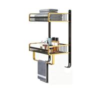 Porte-Serviettes À 2 Niveaux,étagère Murale for Porte-Serviettes,Support De Rangement for Panier en Maille,en Aluminium Spatial, for Salon,Balcon,Salle De Bain(Color 1,L-33cm)