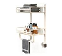 Porte-Serviettes À 2 Niveaux,étagère Murale for Porte-Serviettes,Support De Rangement for Panier en Maille,en Aluminium Spatial, for Salon,Balcon,Salle De Bain(Color 3,L-53cm)