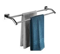 Porte-serviettes à ventouse, double porte-serviettes en acier inoxydable, sans perçage, support mural adhésif pour cuisine et salle de bain, 40 cm, argenté
