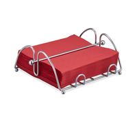 Relaxdays Porte-Serviettes, Serviettes de 33x33cm, aspect acier inoxydable, Support serviettes, métal, argenté