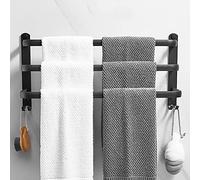 Porte-serviettes autocollant sans perçage en aluminium 60 cm noir idéal pour salle de bain, chambre à coucher, cuisine nization et gain de place.