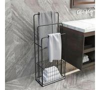 Porte-serviettes autonome - Porte-serviettes en fer forgé élégant pour salle de bain et panier à linge, idéal pour la maison, l'hôtel et le bureau (noir)