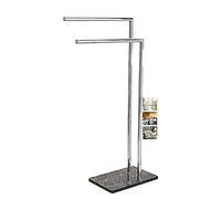 Porte-serviettes autonome pour salle de bain - Double barre porte-serviettes et séchoir à linge élégant design noir et argenté pour économiser de l'espace pour un accès facile