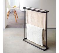 Porte-serviettes autoportant en métal noir avec 5 rails, élégant porte-serviettes et sèche-linge, design peu encombrant pour un accès et une niisation faciles