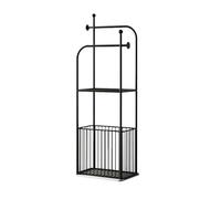 Porte-serviettes autoportant pour salle de bain, séchage et présentoir avec étagère et panier, idéal pour le côté de la baignoire ou de la douche