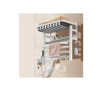 Porte-Serviettes avec écran Tactile, sèche-Serviettes électrique Mural avec minuterie, sèche-Serviettes en Alliage d'aluminium pour Salle de Bain avec étagère supérieure, Blanc, Ligne Gauche