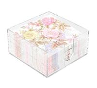 Porte-serviettes carré en acrylique pour table, cocktail de 14 x 14 cm, distributeur de serviettes en papier transparent pour salle de bain, cuisine, bar, fête, caddie de boissons (14 x 14 cm)