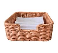 Porte-serviettes carré en rotin tressé 18 cm | Style bohème, aspect chaleureux, se marie avec la décoration d'intérieur, excellent cadeau pour les hôtes, les animateurs