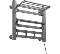 Porte-serviettes chauffant en acier inoxydable - Chauffe-serviettes épais avec cadre en aluminium - Étendoir mural peu encombrant pour la maison et la salle de bain (gris)