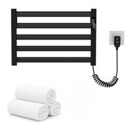 Porte-Serviettes Chauffant Mural, sèche-Serviettes électrique, Chauffe-Serviettes en Aluminium à Cinq Barres, minuterie et réglage de la température à Plusieurs Niveaux pour Salle de Black Right Exit