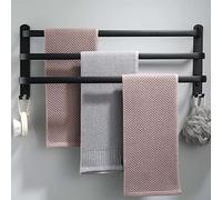 Porte-serviettes de 60 cm sans perçage, porte-serviettes noir, porte-serviettes pour salle de bain, ensemble d'accessoires de salle de bain mural, porte-serviettes pour cuisine sans perçage