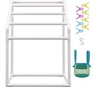 Porte-serviettes de piscine SucceBuy, 5 barres, blanc. Organisateur de rangement autonome en PVC de forme trapézoïdale pour l'extérieur de la piscine. Comprend 8 clips pour serviettes, une poche en fi