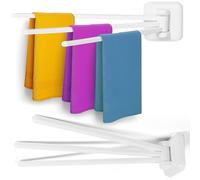 Porte-Serviettes de Salle de Bain avec 3 Bras Rotatifs | Fixation Murale avec Ventouse Puissante | sans Perçage | Organisateur Durable et Compact pour Salle de Bain, Cuisine et Buanderie