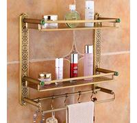 Porte-serviettes de salle de bain bronze 3 couches en laiton étagère murale multifonction pendentif de salle de bain 52 45 15 cm