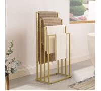 Porte-serviettes de salle de bain - Support à serviettes en acier - Accesoire rangement salle de bain - 4 barres - Doré