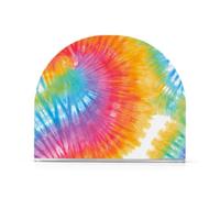 Porte-serviettes de table pour 50 à 60 serviettes - Antidérapant et résistant aux rayures - Pour la maison et la cuisine - Facile à nettoyer - Fond rouge tie-dye - Couleurs arc-en-ciel - Motif tie-dye