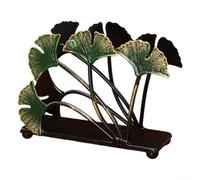 Porte-serviettes décoratif en forme de feuille de fer finition bronze vert patine construction en fer épais 15 x 11,5 x 5 cm support mural nature pour la maison, la cuisine, le restaurant (vert)