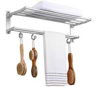 Porte-Serviettes Double, étagère de Salle de Bain, étagère Murale en Acier Inoxydable, avec Crochet, étagère de Douche, Organisateur, étagère de Rangement Double pour Salle de Bain / 60 cm