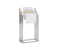 Porte-serviettes EDOARDO, en métal chromé et bois lasuré blanc