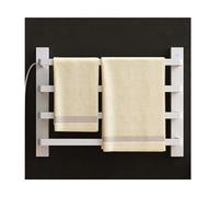 Porte-Serviettes électrique Chauffant 4 Barres, en Acier Inoxydable, avec sèche-Serviettes Mural pour Salle de Bain, minuterie et Thermostat Intelligent, Blanc, Ligne de Droite (Ligne de gau