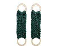 Porte-serviettes élégant en corde de coton avec accents en bois pour décoration d'intérieur (vert foncé)