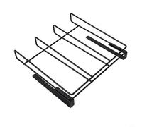 Porte-serviettes en acier inoxydable avec crochets pour montage sous placard - Étagère de rangement de cuisine peu encombrante pour serviettes, planches à découper, cache-pot (noir A)