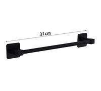 Porte-serviettes en acier inoxydable noir de 30 cm, installation facile, accessoires de salle de bain et de cuisine, support mural durable et élégant pour un usage domestique
