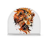 Porte-serviettes en acrylique motif lion orange éblouissant pour salle de bain pour pique-nique, bar rustique, autoportant, décoration d'intérieur pour table, cuisine