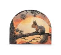 Porte-serviettes en acrylique Petit écureuil assis sur une branche coucher de soleil moderne décoratif pour table, cuisine, bureau, restaurant