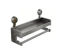 Porte-serviettes en aluminium avec ventouse - Support mural et drainage pour salle de bain - Support de séchage des serviettes (40 cm)