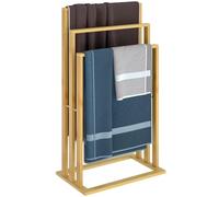Porte-Serviettes en Bambou sur Pied avec 3 Barres Étagère de Salle de Bain Support pour Serviettes Charge Max 15 kg
