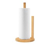 Porte-serviettes en bois - 28,5 x 14,5 cm en bambou, support double rouleau, organisateur de rangement debout | Parfait pour l'affichage des plans de travail de cuisine, les zones utilitaires du garde
