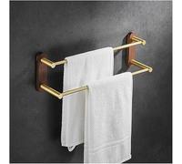 Porte-serviettes en bois brossé et aluminium sans clou pour salle de bain et cuisine avec 3 barres 2 barres (38 cm et 48 cm) Solution de rangement élégante et durable