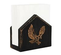 Porte-serviettes en bois rustique avec motif aigle sculpté pour tables de cuisine, distributeur de serviettes de restaurant, accessoires de bar et décoration, noir rustique