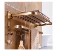 Porte-serviettes en bronze antique pour toilettes de salle de bain, porte-serviettes mural avec barre à serviettes et crochets, étagère à serviettes pliable, porte-serviettes en aluminium antirouill