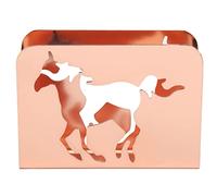 Porte-serviettes en fer exquis motif de cheval creux anti-rayures distributeur de mouchoirs autoportant pour bureau à domicile restaurant matériau de fer durable longueur 12,2 cm (Or rose)
